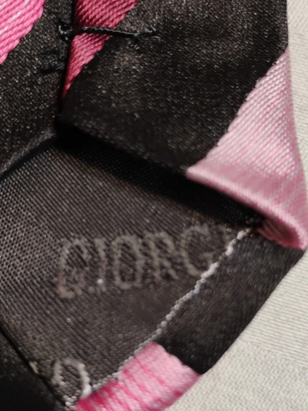 Giorgio Armani Men's Pink and Black Striped Silk Tie
